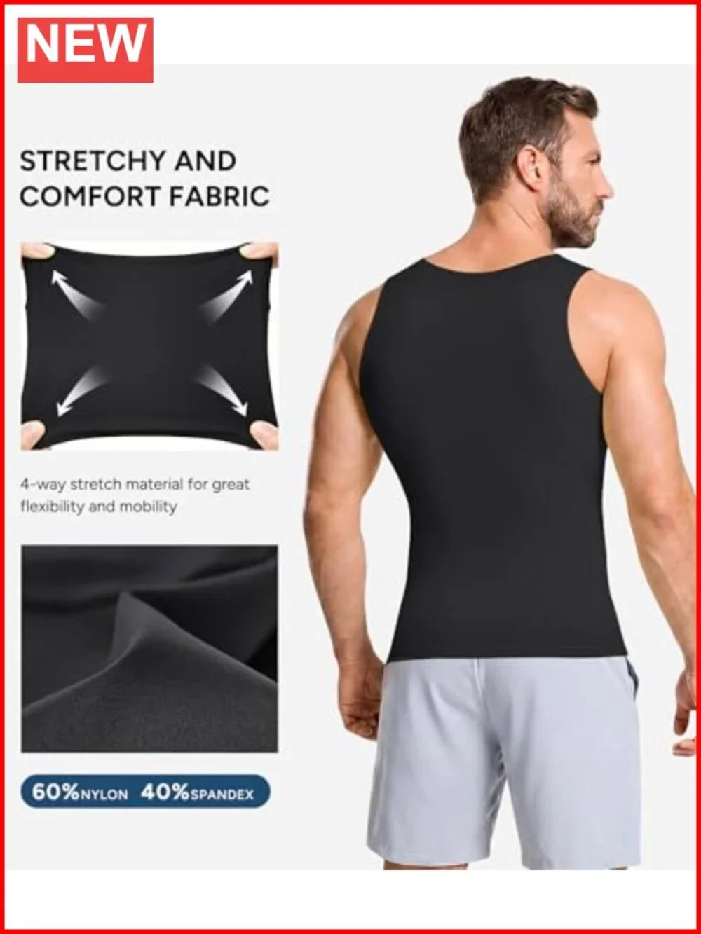 Compression Shirt Slimming Body Shaper Vest Workout Tank Top Undershirt Men